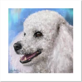 Painting of a White Fluffy Poodle Smiling Posters and Art